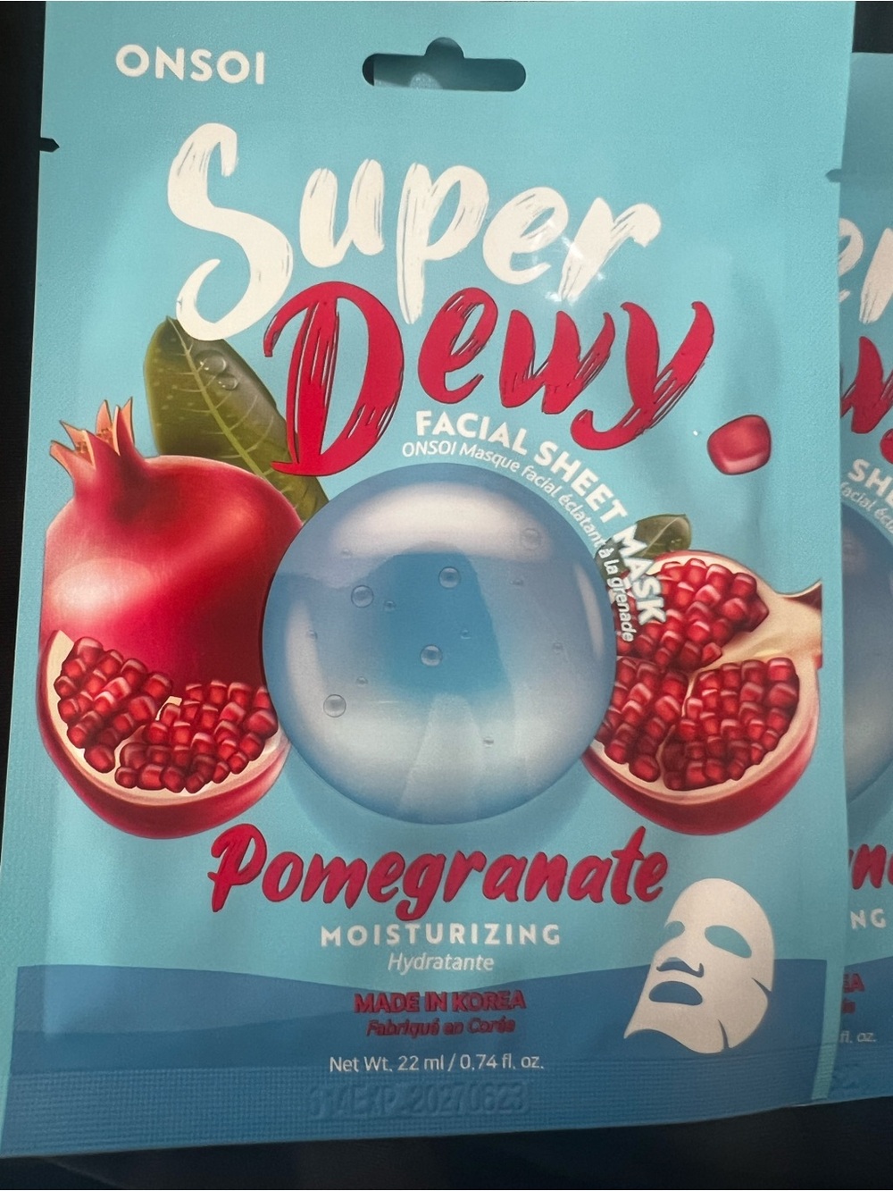 Set of 5 ..Super Dewy Pomegranate Moisturizing Facial Sheet Mask - Hydrating